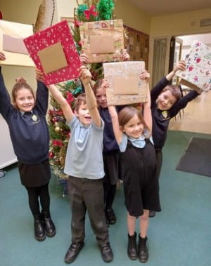 Pupils with their books